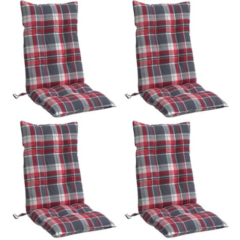 Cuscini Sedia Schienale Alto 4 pz Quadri Rosso Tessuto Oxford vidaXL
