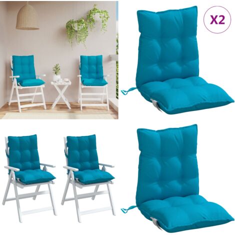 Cuscini Sedia Schienale Basso 2 pz Azzurro in Tessuto Oxford - Cuscino per sedia - Cuscino per esterno