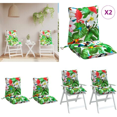 Cuscini Sedia Schienale Basso 2pz Multicolore in Tessuto Oxford - Cuscino per sedia - Cuscino per patio