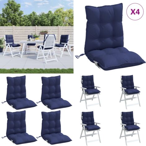 Cuscini Sedia Schienale Basso 4 pz Blu Marino in Tessuto Oxford - Cuscino per sedia - Cuscino da esterno