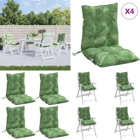 Cuscini Sedia Schienale Basso 4 pz Motivo Foglie Tessuto Oxford - Cuscino per sedia - Cuscino per esterno