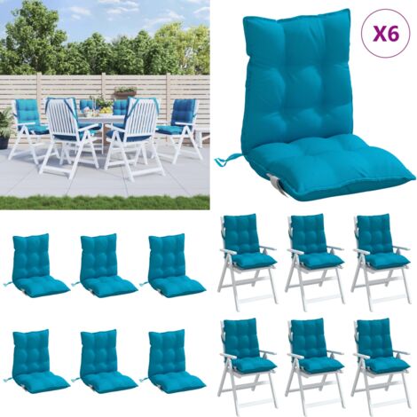 Cuscini Sedia Schienale Basso 6 pz Azzurro in Tessuto Oxford - Cuscini da giardino - Cuscini per patio