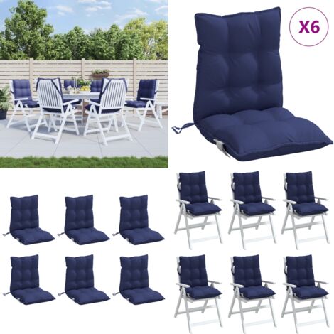 Cuscini Sedia Schienale Basso 6 pz Blu Marino in Tessuto Oxford - Cuscini per sedie - Cuscini per esterno