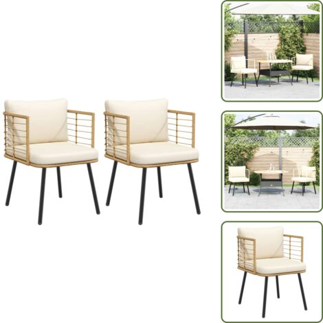 Cuscini sfoderabili - vidaXL Sedie da Giardino 2pz con Cuscini Naturale in Polyrattan - Sedie in rattan