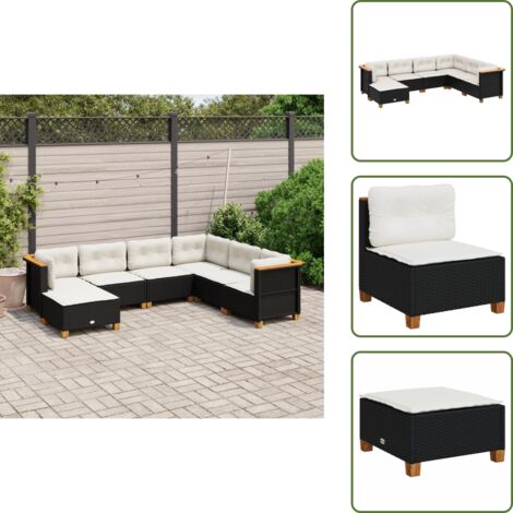 Cuscini sfoderabili - vidaXL Set Divani da Giardino con Cuscini 7pz Nero Polyrattan - Cuscini lavabili