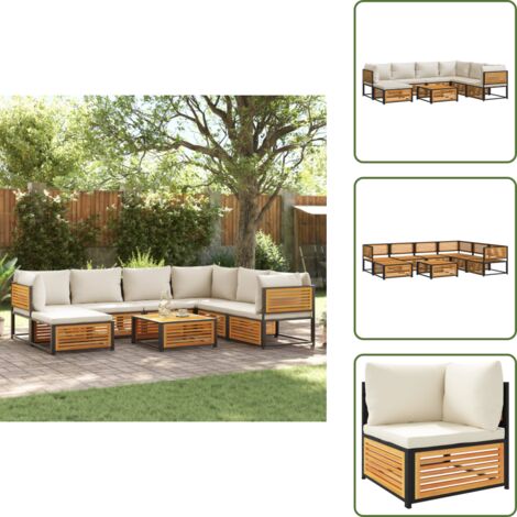 Cuscini sfoderabili - vidaXL Set Divano da Giardino 8pz con Cuscini Legno Massello di Acacia - Tavolo da giardino