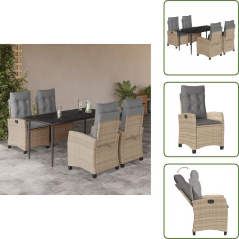 Cuscini sfoderabili - vidaXL Set Pranzo da Giardino 5 pz con Cuscini Beige Misto Polyrattan - Cuscini lavabili