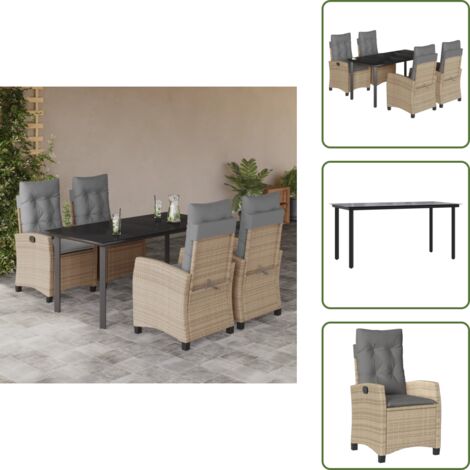 Cuscini sfoderabili - vidaXL Set Pranzo da Giardino 5 pz con Cuscini Beige Misto Polyrattan - Cuscini lavabili