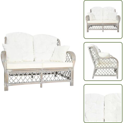 Cuscini - vidaXL Divano a 2 Posti in Rattan Grigio - Relax