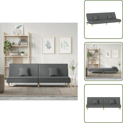 Cuscini - vidaXL Divano Letto Grigio Scuro in Tessuto - Imbottitura
