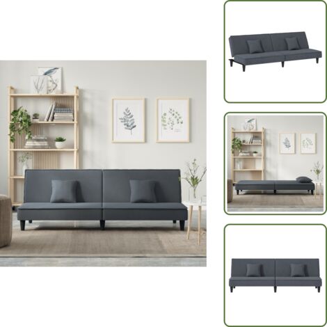 Cuscini - vidaXL Divano Letto Grigio Scuro in Velluto - Comfort