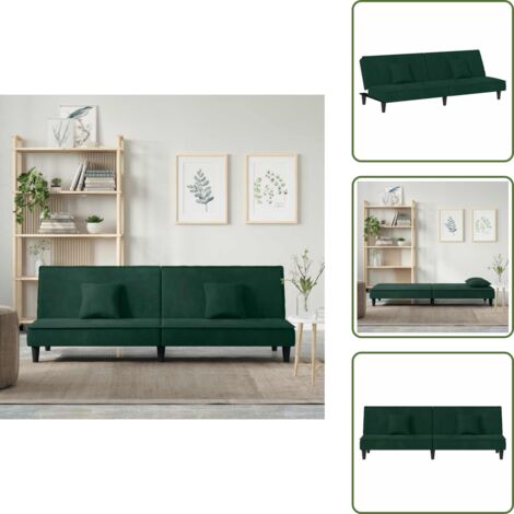 Cuscini - vidaXL Divano Letto Verde Scuro in Velluto - Arredamento