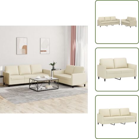 Cuscini - vidaXL Set di Divani 2 pz con Cuscini crema in Similpelle - Seduta confortevole