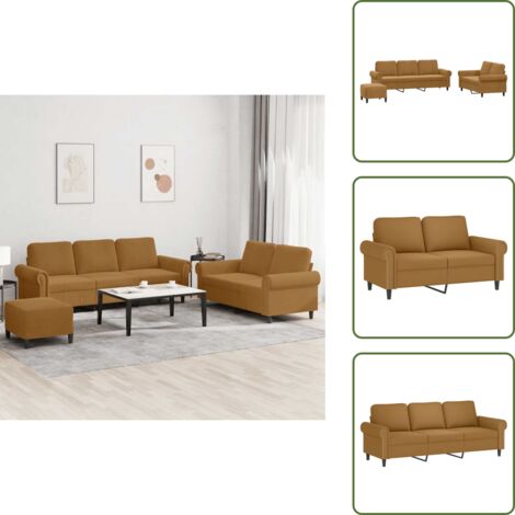 Cuscini - vidaXL Set di Divani 3 pz con Cuscini Marrone in Velluto - Velluto