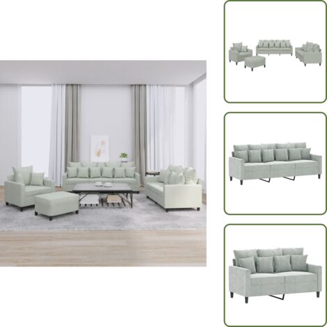 Cuscini - vidaXL Set di Divani 4 pz con Cuscini Grigio Chiaro in Velluto - Velluto