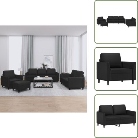 Cuscini - vidaXL Set di Divani 4 pz con Cuscini Nero in Similpelle - Similpelle