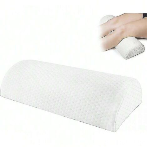 Cuscino a mezzaluna, poggiapiedi semicilindrico, cuscino poggiapiedi in memory foam, poggiapiedi sotto la scrivania, poggiapiedi da ufficio in schiuma, bianco