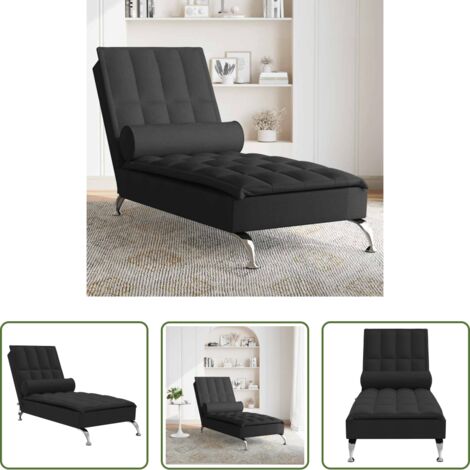 Cuscino a rullo -  Chaise Longue Massaggi con Capezzale Nero in Tessuto