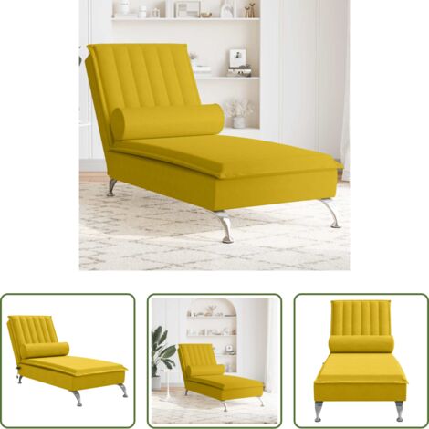Cuscino a rullo -  Chaise Longue Massaggi con Cuscino a Rullo Giallo in Velluto