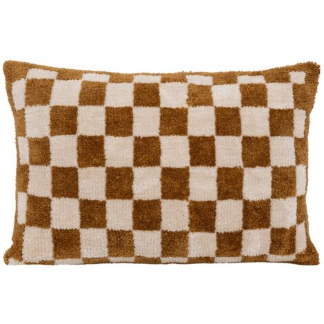 Cuscino a scacchiera itha giallo ocra 38x58cm - Atmosphera créateur d'intérieur