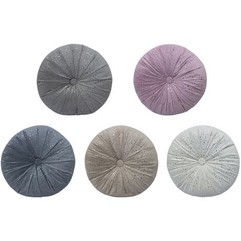 Cuscino Arredo Imbottito Effetto Velluto Rotondo A Pieghe Plissettato Con Lurex, misura38x38coloreRosa