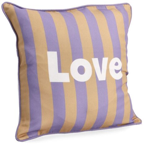 CUSCINO ARREDO LOVE GIALLO VIOLA 45X45 POLIESTERE SFODERABILE CON CERNIER