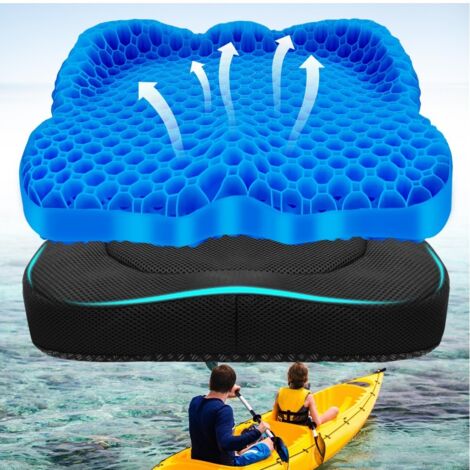 Cuscino blu per sedile da kayak, spesso, antiscivolo, impermeabile, in gel, cuscino portatile in gomma per canoa/canoa, adatto per posti a sedere in stadio, accessori per kayak gonfiabili/kayak da pes