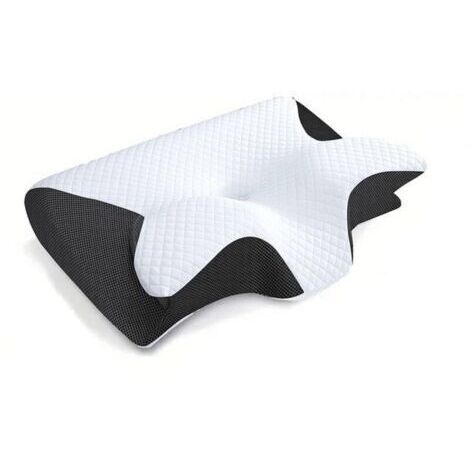 Cuscino cervicale ergonomico, cuscino cervicale ortopedico 2 in 1 in memory foam, cuscino per dormire su un fianco e sulla schiena, 62x37x12 cm (nero)
