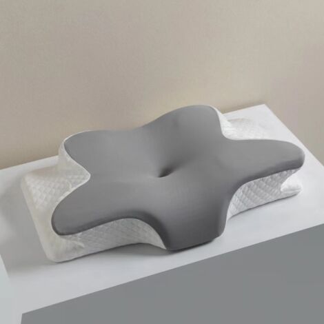 Cuscino cervicale ergonomico, cuscino per il collo in memory foam 2 in 1, per dormire su un fianco, sulla schiena e a pancia in giù, 416212 cm (grigio)