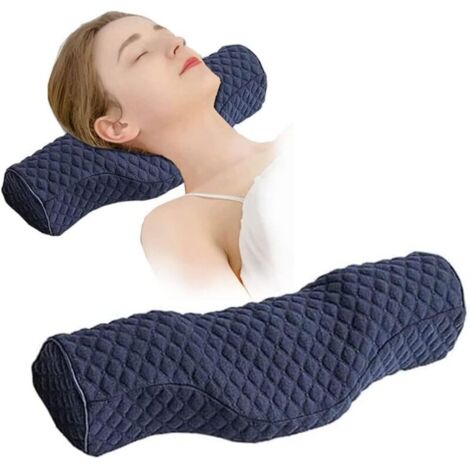 Cuscino cervicale in memory foam per alleviare la rigidità del collo, ideale per chi dorme su un fianco o sulla schiena (blu)