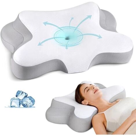 Cuscino cervicale - Schiuma memory ergonomica per chi dorme su un fianco, sulla schiena o a pancia in giù, cuscino rinfrescante per alleviare il dolore