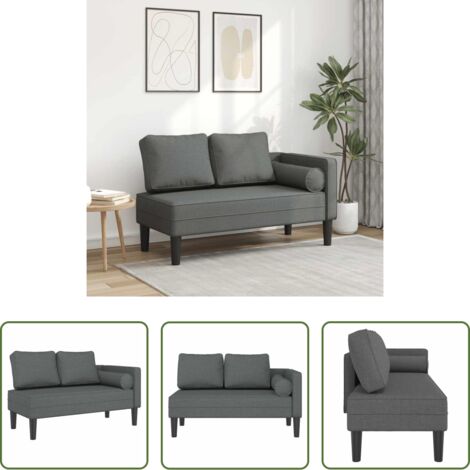 Cuscino -  Chaise Longue con Cuscini Grigio Scuro in Tessuto