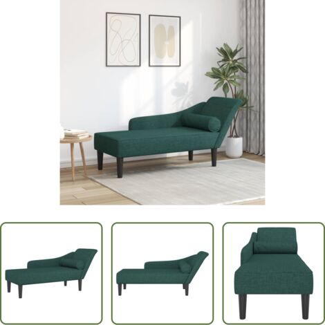 Cuscino -  Chaise Longue con Cuscini Verde Scuro in Tessuto