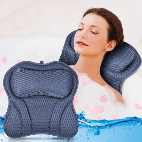 Cuscino da bagno, cuscino per il collo e cuscino per vasca da bagno con rete 4D Air per spa domestica - blu navy