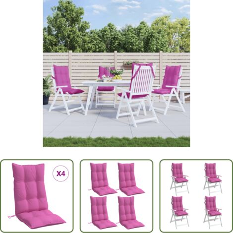 Cuscino da esterno -  Cuscini per Sedia con Schienale Alto 4pz Rosa in Tessuto Oxford