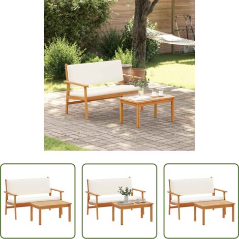 Cuscino da esterno -  Set Divano da Giardino con cuscino 2 pcs Bianco Crema