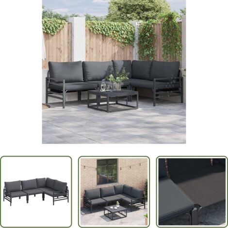 Cuscino da esterno -  Set Divano da Giardino con cuscino 4 pcs Antracite Acciaio