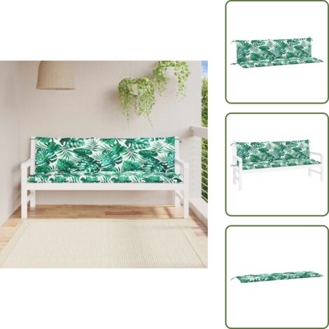 Cuscino da esterno - vidaXL Cuscini Panca Giardino 2 pz a Foglie 180x50x7cm Tessuto Oxford - Cuscino con motivo a foglie