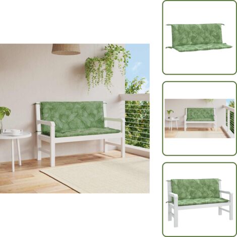 Cuscino da esterno - vidaXL Cuscini Panca Giardino 2 pz Motivo a Foglie 120x50x7 cm Tessuto - Cuscino per seduta