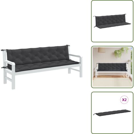 Cuscino da esterno - vidaXL Cuscini Panca Giardino 2pz Antracite Mélange 200x50x7cm Tessuto - Cuscino per soggiorno