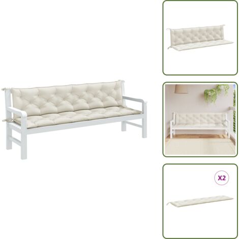 Cuscino da esterno - vidaXL Cuscini Panca Giardino 2pz Crema Mélange 200x50x7 cm Tessuto - Cuscino per soggiorno