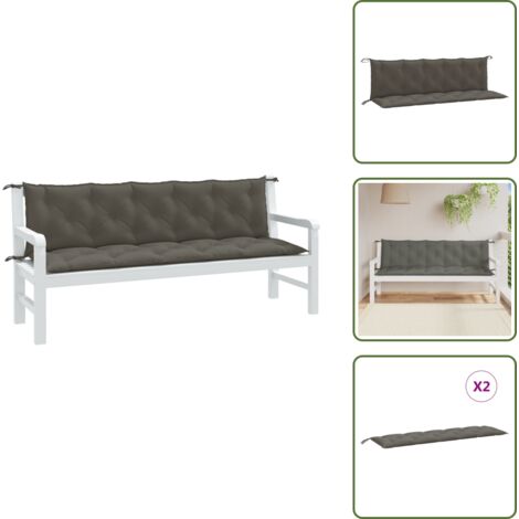 Cuscino da esterno - vidaXL Cuscini Panca Giardino 2pz Grigio Scuro Mélange 180x50x7 cm - Cuscino per soggiorno