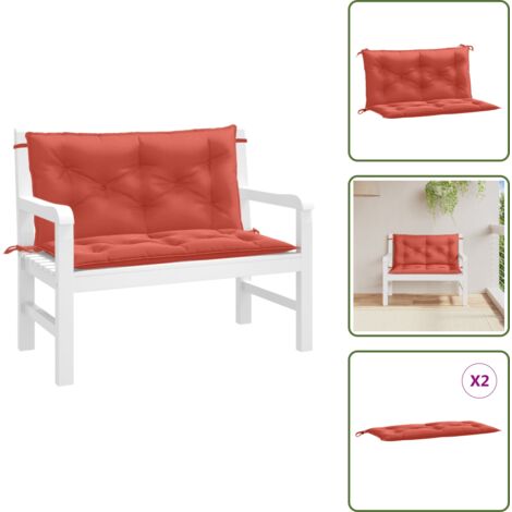 Cuscino da esterno - vidaXL Cuscini Panca Giardino 2pz Rosso Mélange 100x50x7cm Tessuto - Cuscino per soggiorno