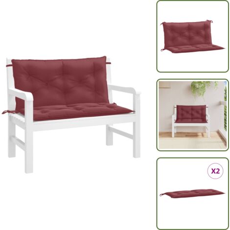 Cuscino da esterno - vidaXL Cuscini Panca Giardino 2pz Rosso Vino Mélange 100x50x7cm - Cuscino per soggiorno