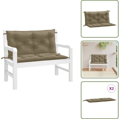 Cuscino da esterno - vidaXL Cuscini Panca Giardino 2pz Tortora Mélange 100x50x7cm Tessuto - Cuscino morbido