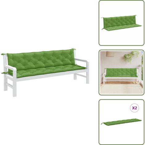 Cuscino da esterno - vidaXL Cuscini Panca Giardino 2pz Verde Mélange 200x50x7 cm Tessuto - Cuscino per soggiorno