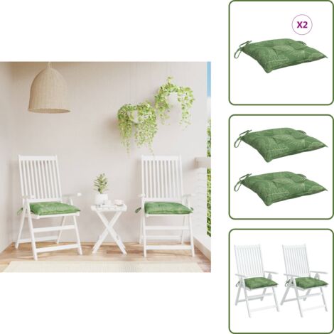 Cuscino da esterno - vidaXL Cuscini per Sedia 2 pz Motivo a Foglie 40x40x7 cm Tessuto - Cuscino per casa