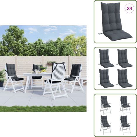 Cuscino da esterno - vidaXL Cuscini per Sedia Schienale Alto 4 pz Antracite Tessuto Oxford - Cuscino per casa