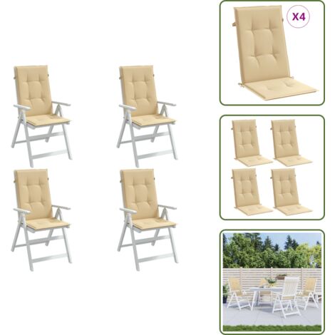Cuscino da esterno - vidaXL Cuscini Sedia Schiena Alta 4 Beige Mélange 120x50x4 Tessuto - Cuscino per casa