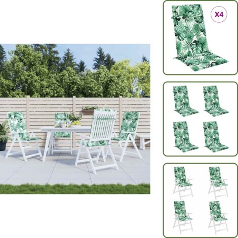 Cuscino da esterno - vidaXL Cuscini Sedia Schienale Alto 4 pz Motivo Foglie Tessuto Oxford - Cuscino per casa